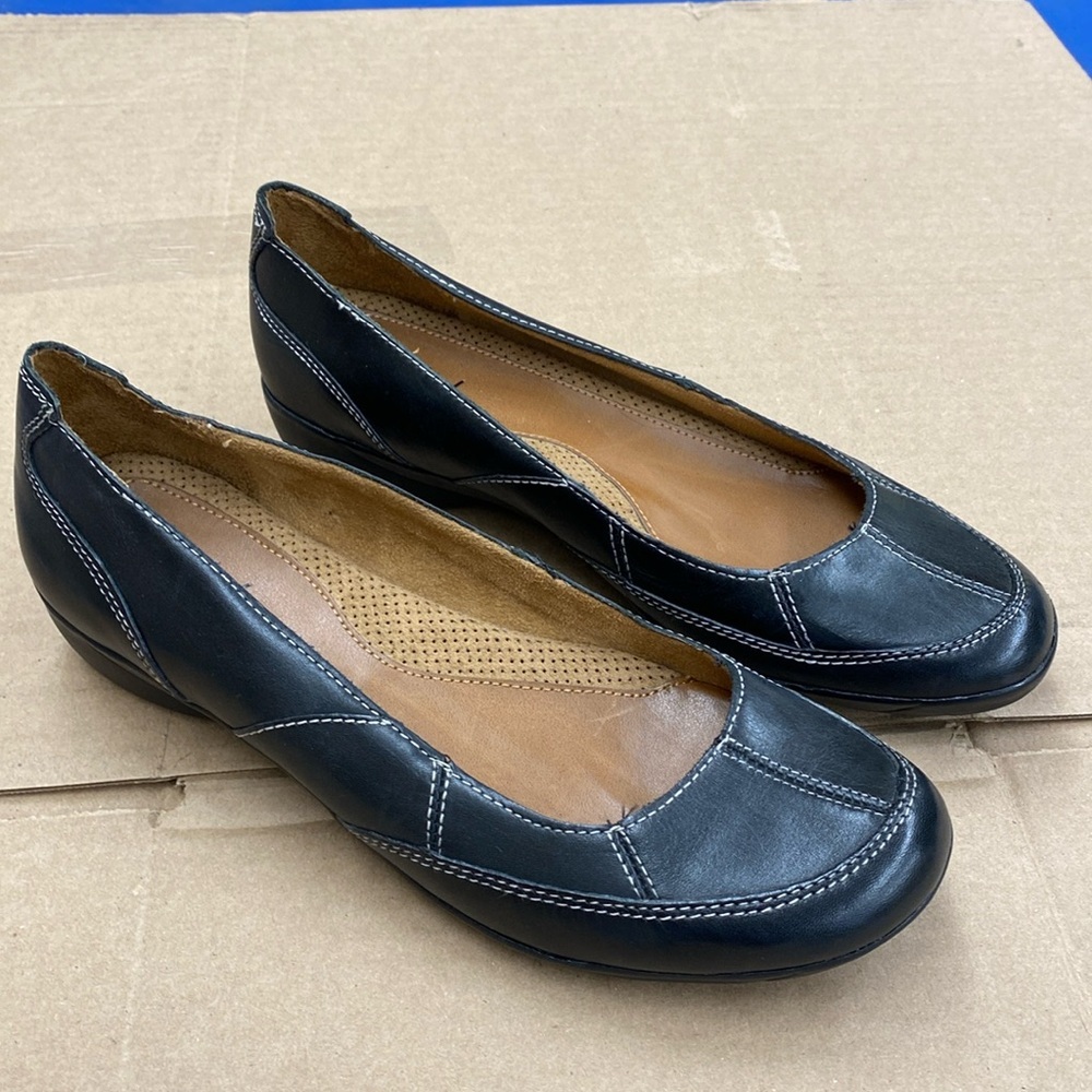 Natural Soul by Naturalizer Black Leather Uppers Women's‎ Size 9.5 Ballet